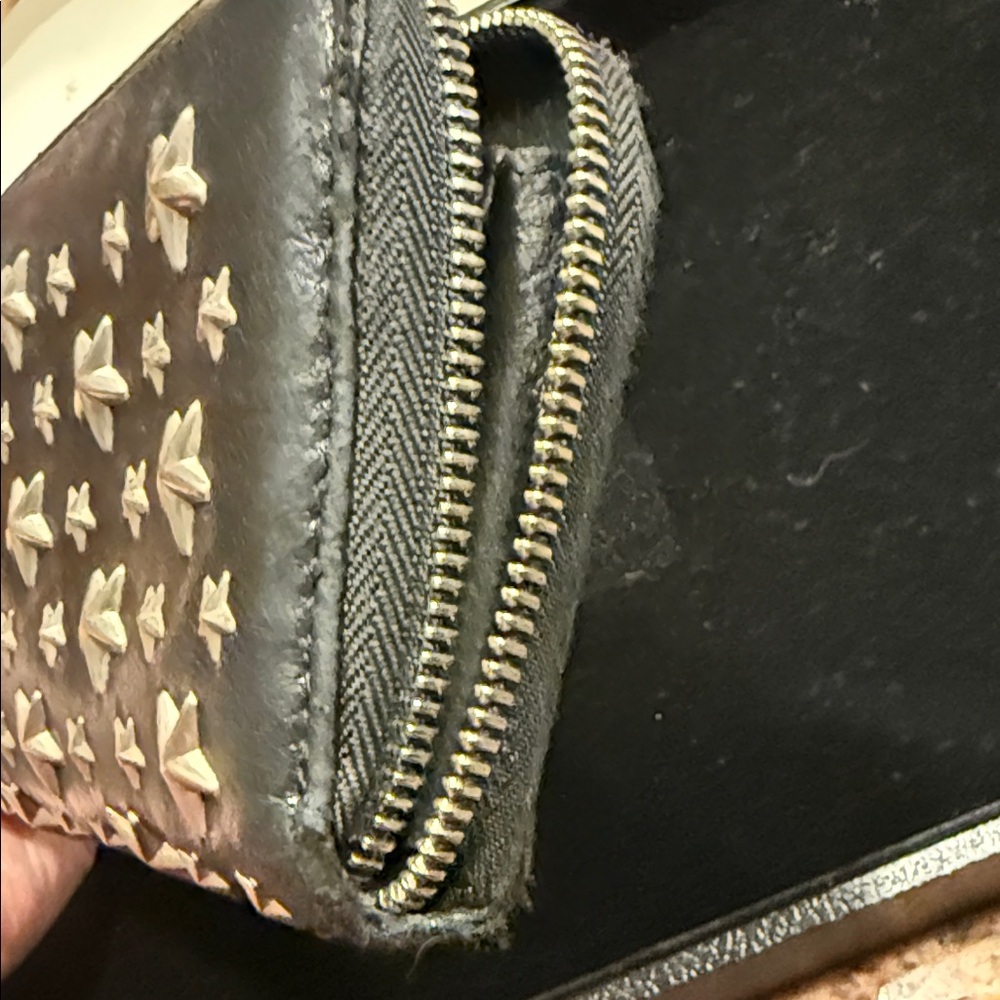 Jimmy Choo Black Wallet with Silver Star Studs - Picture 11 of 16